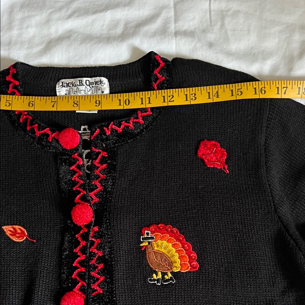 Black Cardigan with Thanksgiving Embroidery - Picture 7 of 10